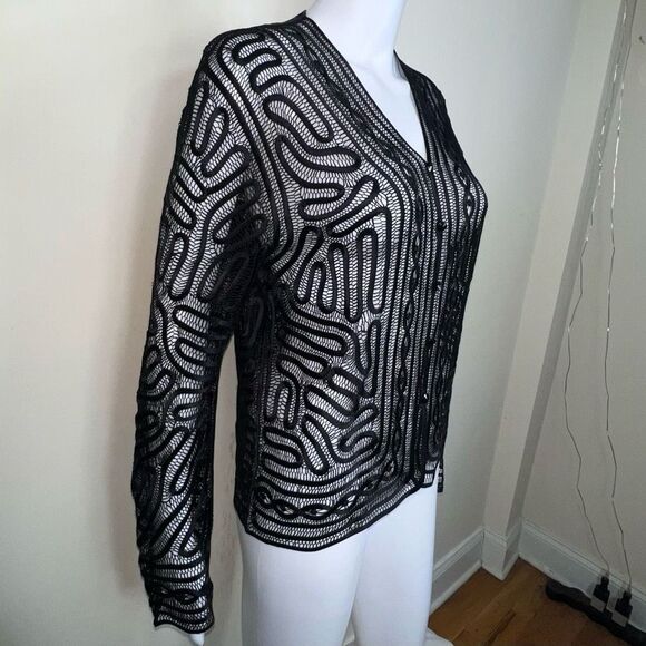 Anne Crimmins for Umi Collections Sheer 100% Silk Lace Cardigan (No size .. meas - Picture 4 of 10